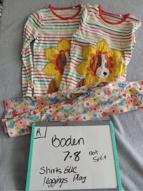 Mini Boden Striped dog Applique Long Sleeve Top - Yellow & Red Accents twin set